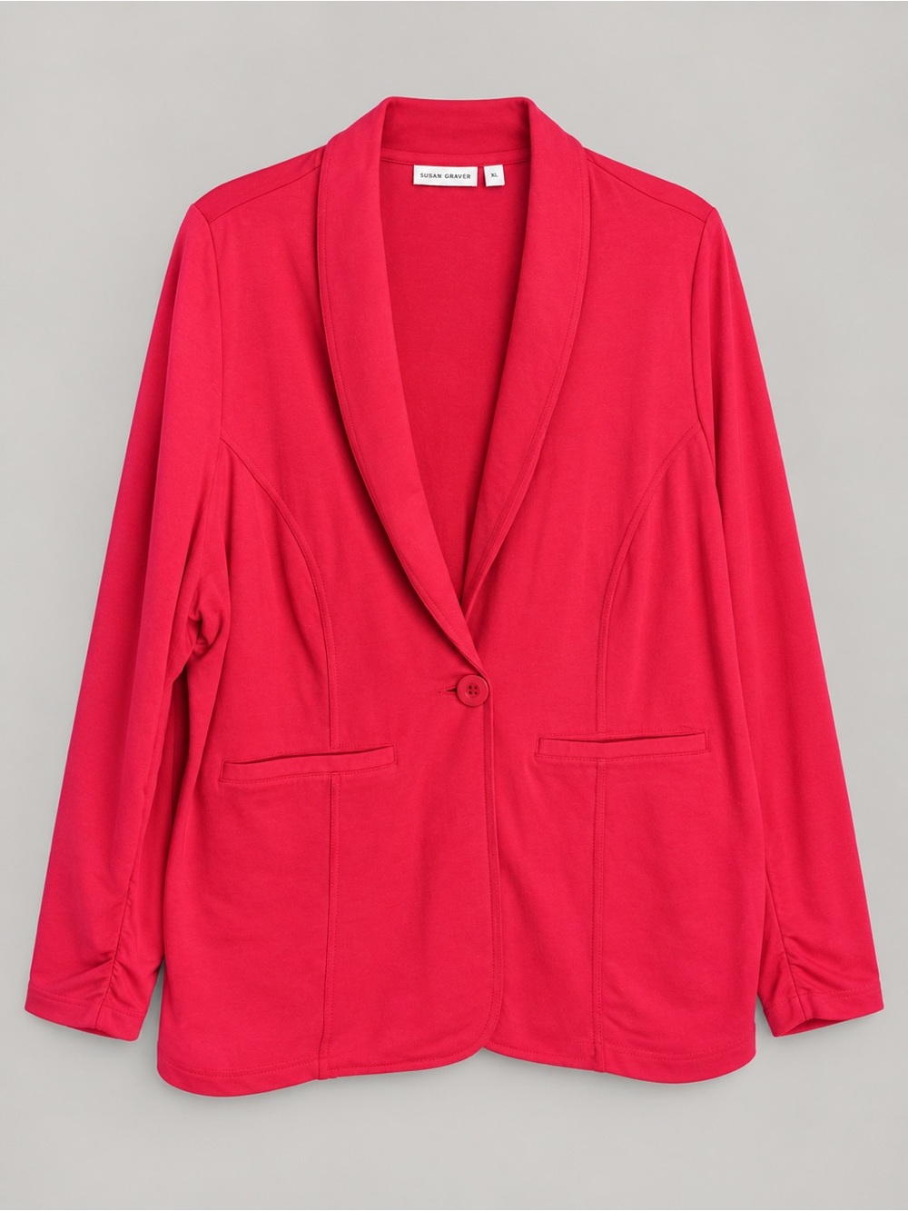 Susan Graver Bright Pink Knit Single-Button Blazer